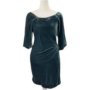 Diane Von Furstenberg Velvet Wrap Mini Dress Emerald Green Size 0